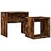 Tavolini Impilabili 2 Pz Rovere Fumo In Legno Multistrato - Foto miniatura 2