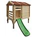 Casetta Per Bambini In Legno Con Scivolo - Casetta Giocattolo Per Bambini - L182xl146xa205cm / 1.1m2 - Casetta Da Gioco Da Esterno - Casetta Da Giardino Timbela M501c - Foto miniatura 3