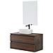 Mobile Bagno Sospeso Con Lavabo Da Appoggio E Specchio 2 Cassetti Salvaspazio, Arredo Bagno In Legno 80 Cm Rovere Canaletto - Foto miniatura 1