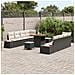 Set di divano da giardino vitaXL con cuscini neri in polyrattan acacia, Set da pranzo da giardino vitaXL in 3 pezzi con cuscini neri in polyrattan acacia - Foto miniatura 3