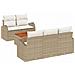 Set Divano da Giardino 6 Pezzi con Cuscini Beige Polirattan Acacia - Foto miniatura 1