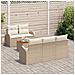 Set Divano da Giardino 6 Pezzi con Cuscini Beige Polirattan Acacia - Foto miniatura 3