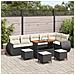 Set Divano da Giardino in 10 Pezzi con Cuscini Nero Polyrattan Acacia, Set da Pranzo da Giardino in 4 Pezzi con Cuscini Nero Polyrattan Acacia - Foto miniatura 2