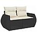 Set Divano da Giardino in 10 Pezzi con Cuscini Nero Polyrattan Acacia, Set da Pranzo da Giardino in 4 Pezzi con Cuscini Nero Polyrattan Acacia - Foto miniatura 6