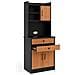Armadio Da Cucina Alto Credenza Multiuso Mobile Salvaspazio Nero E Quercia - Foto miniatura 2