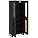 Credenza 2 pcs Rovere Nero Legno Stratificato e Vetro - Foto miniatura 5