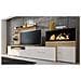 Mobili Tv Parete Da Soggiorno E Pranzo Contemporaneo, Con Camino A Bioetanolo, Finitura Bianco Opaco E Rovere Chiaro Spazzolato, Misure: 290 X 170 X 170 X 45 Cm Di Profondità - Foto miniatura 3