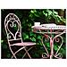Set da Bistrot Vintage 3 Pezzi in Ferro Rosa con Tavolo e 2 Sedie Volute Traforate - Foto miniatura 4