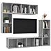 Set Porta TV 4 pz Grigio Cemento in Truciolato - Foto miniatura 2
