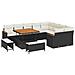 Set Divano da Giardino con cuscino 12 pcs Nero Poly Rattan - Foto miniatura 1