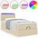 Struttura Letto Pouf con Materasso Crema 90x190 cm in Tessuto - Foto miniatura 5