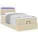 Struttura Letto Pouf con Materasso Crema 90x190 cm in Tessuto - Foto miniatura 6
