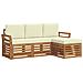 Set divani 4 pcs Naturale e Crema Legno di Acacia Massello - Foto miniatura 1