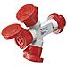 64027 Adattatore Tripla Cee 3 Usci. 3p+t 16a 380v 6h Ip67 - Foto miniatura 1