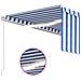 Tenda Sole Retrattile Manuale con LED 4,5x3m Blu e Bianco - Foto miniatura 5