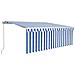 Tenda Sole Retrattile Manuale con LED 4,5x3m Blu e Bianco - Foto miniatura 1