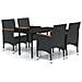 Set Mobili Da Pranzo Per Giardino 5 Pz Con Cuscini Nero - Foto miniatura 2