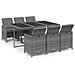 Set Da Pranzo Da Giardino 7 Pz Con Cuscini In Polyrattan Grigio - Foto miniatura 1
