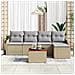 Set di divani da giardino  6 pezzi con cuscini beige in polyrattan acacia, Divano da giardino  2 posti con cuscini beige in polyrattan - Foto miniatura 6