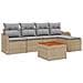 Set di divani da giardino  6 pezzi con cuscini beige in polyrattan acacia, Divano da giardino  2 posti con cuscini beige in polyrattan - Foto miniatura 1