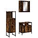 Set Mobili da Bagno 3 pz Rovere Fumo in Legno Multistrato - Foto miniatura 1