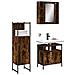 Set Mobili da Bagno 3 pz Rovere Fumo in Legno Multistrato - Foto miniatura 2