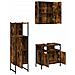 Set Mobili da Bagno 3 pz Rovere Fumo in Legno Multistrato - Foto miniatura 5