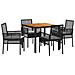 Set da Pranzo per Giardino 5 pcs Nero Poly Rattan - Foto miniatura 1