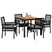 Set da Pranzo per Giardino 5 pcs Nero Poly Rattan - Foto miniatura 3