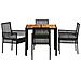 Set da Pranzo per Giardino 5 pcs Nero Poly Rattan - Foto miniatura 7