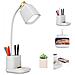 Lampada Da Scrivania Con Portapenne Bianca, Doppia Ricarica Usb, 48 2835 Led, Touch Dimmerabile Con Memoria Temperatura Colore - Foto miniatura 2