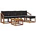 Set di divani da esterno con cuscino 6 pcs Naturale e Nero - Foto miniatura 1