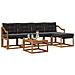 Set di divani da esterno con cuscino 6 pcs Naturale e Nero - Foto miniatura 3