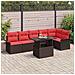 Set Divano da Giardino con cuscino 7 pcs Marrone Poly Rattan - Foto miniatura 2