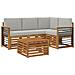Set di divani da esterno 5 pcs Grigio Naturale e Chiaro - Foto miniatura 1