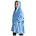 Felpa Plaid Bambini Coperta Calda Inverno Con Tasca Cappuccio Tinta Unita Brighton Felpone Azzurro - Foto miniatura 1
