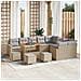 Set Divano da Giardino  13 Pezzi con Cuscini Beige Polirattan Acacia, Set da Pranzo da Giardino  4 Pezzi con Cuscini Beige Polirattan Acacia - Foto miniatura 2