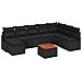 Set Divano da Giardino 9 Pezzi con Cuscini Rattan Nero Acacia, Divano da Giardino 2 Posti con Cuscini Rattan Nero Acacia - Foto miniatura 1