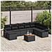 Set Divano da Giardino 9 Pezzi con Cuscini Rattan Nero Acacia, Divano da Giardino 2 Posti con Cuscini Rattan Nero Acacia - Foto miniatura 2