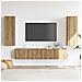 Mobili TV a Parete 4 pz Rovere Artigianale in Legno Multistrato - Foto miniatura 3