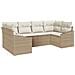 Set Divano da Giardino 6 Pezzi con Cuscini Beige Poly Rattan - Foto miniatura 1