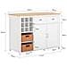 Isola Cucina Mobile Da Cucina Mobile Credenza Tavolo Da Bar Buffet Bianco Knl05-w - Foto miniatura 2