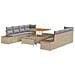 Set divano da giardino in 11 pezzi con cuscini beige polyrattan acacia,  Divano da giardino per due persone con cuscini beige polyrattan,  Set da pranzo per giardino in 3 pezzi con cuscini beige polyrattan acacia - Foto miniatura 1