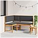 Panchina d'angolo da giardino  con cuscini 140x100x91 cm in legno massello di acacia - Foto miniatura 2