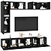 Set mobile TV 8 pcs Rovere nero Legno multistrato - Foto miniatura 3