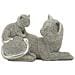 Scultura Gatto Sparky Con Cucciolo In Resina Argento - Foto miniatura 1
