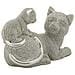 Scultura Gatto Sparky Con Cucciolo In Resina Argento - Foto miniatura 2
