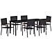 Set da Pranzo per Giardino con cuscino 7 pcs Nero polyrattan - Foto miniatura 1