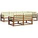 Set di divani da esterno con cuscino 7 pcs Naturale e Crema - Foto miniatura 1