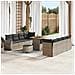 Set da Giardino a 11 Pezzi con Cuscini Grigio Rattan Polietilene Acacia,  Set da Pranzo da Giardino a 3 Pezzi con Cuscini Grigio Rattan Polietilene Acacia - Foto miniatura 2